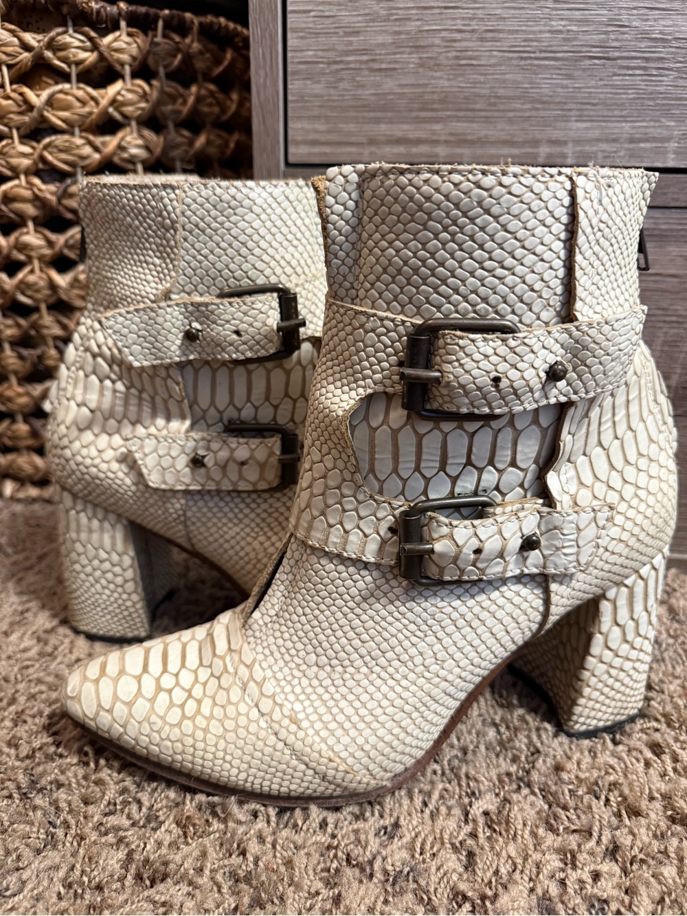 White Freebird Joey Booties - Size 10